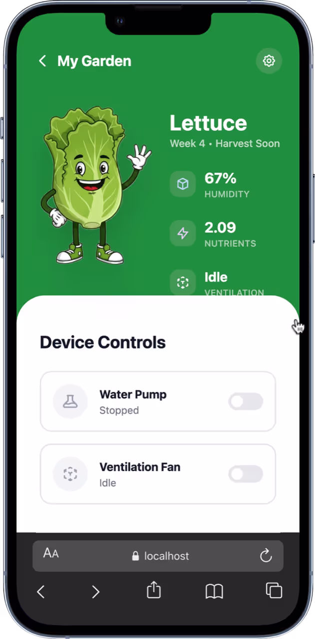 Smart Hydroponic Monitoring System screen
